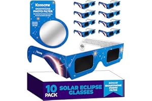 Kesseph Sonnenfinsternis-Brillen 2026 (10er-Pack) – CE- & ISO-zertifizierte Schutzbrillen für die sichere Sonnenbeobachtung, inkl. Smartphone-Filter, Design: Blaue Sterne