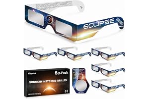 Keyaluo 6/12/100 Sonnenfinsternis Brille,EN ISO 12312-2:2015(E) & CE-zertifiziert,AAS Zertifizierung 2026,Sonnenfinsternis Brillen zur direkten Sonnenbeobachtung