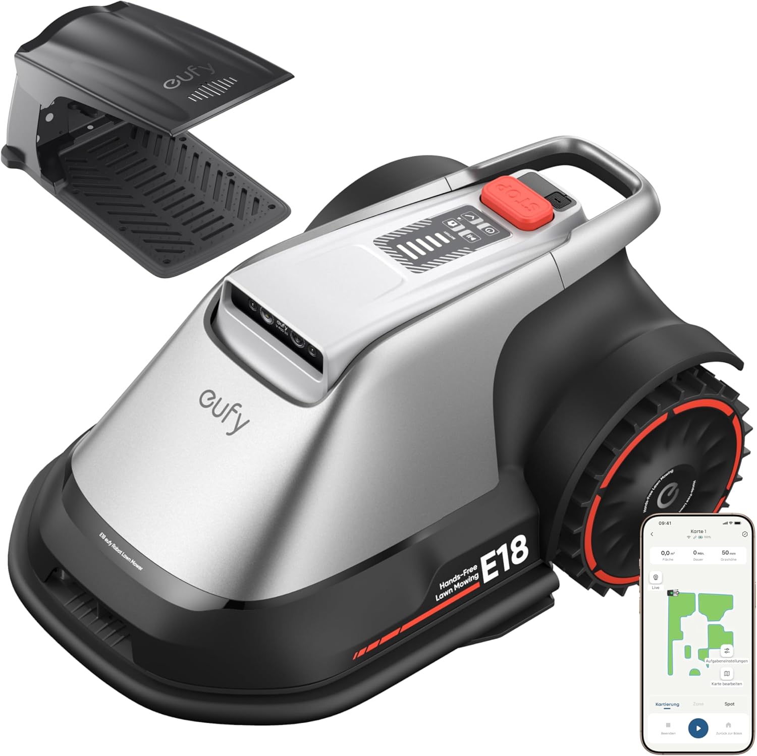 E18 Mähroboter ohne Begrenzungskabel, bis 1200m², ohne RTK & Signalausfälle, TrueVision Technologie, Herstellerbild