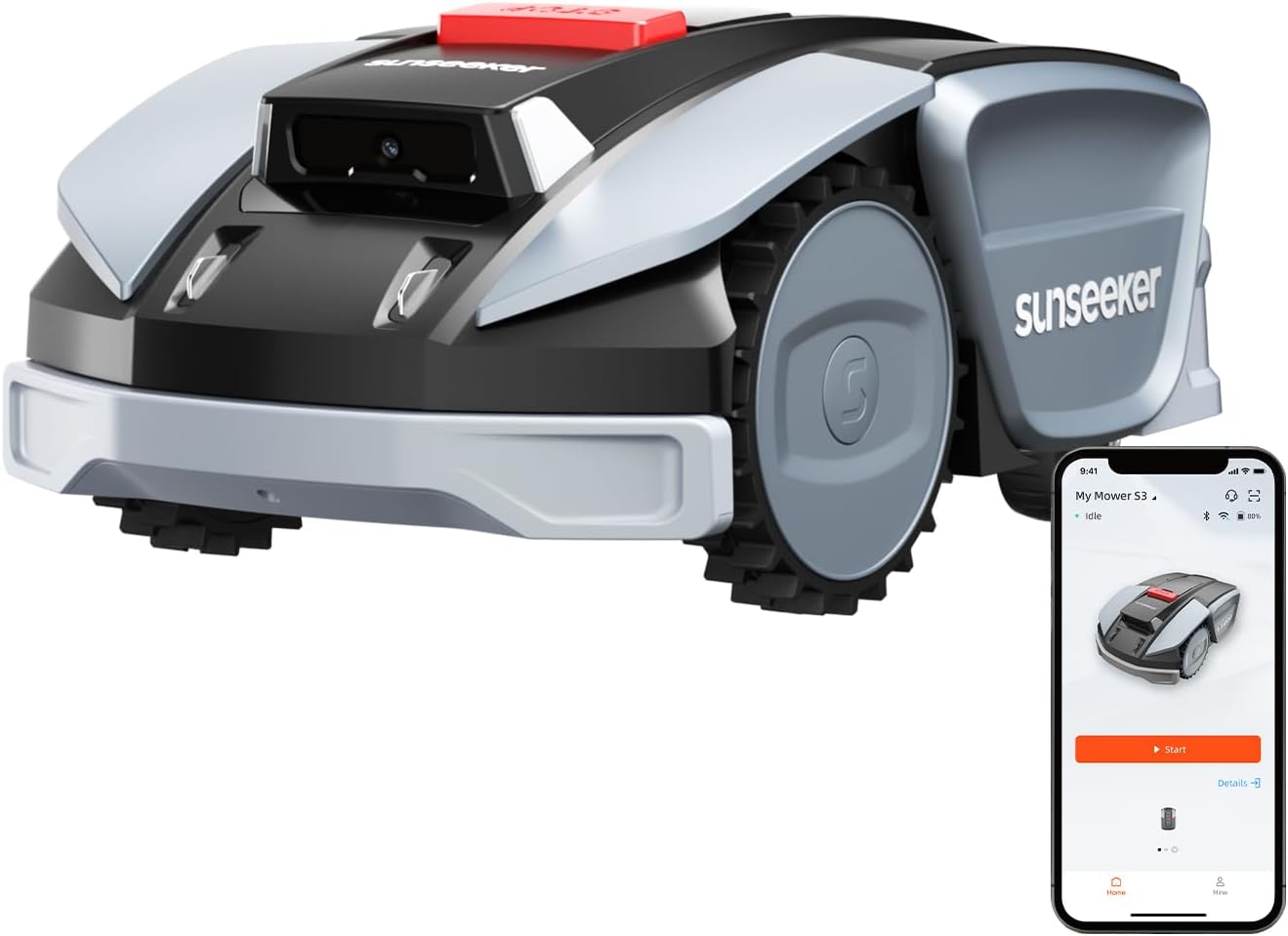 S3 Mähroboter ohne Begrenzungskabel 800㎡, RTK+Vision Rasenmäher Roboter mit KI-unterstützte Kartierung, I Herstellerbild