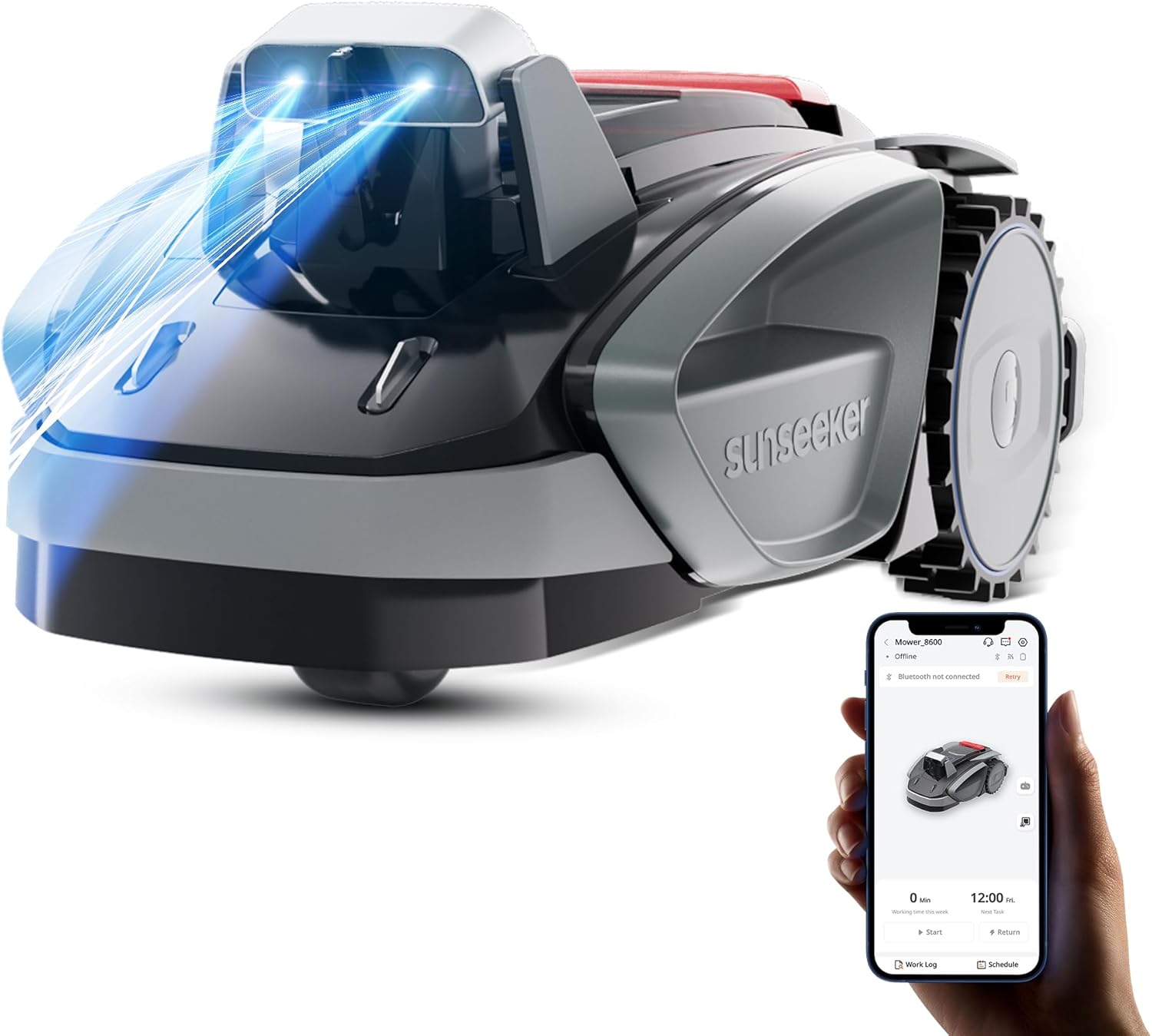 V3 Mähroboter ohne Begrenzungskabel 600 m², Vision AI Doppel-Auge, 42% Steigung, App-Steuerung, Rasenmähe Herstellerbild